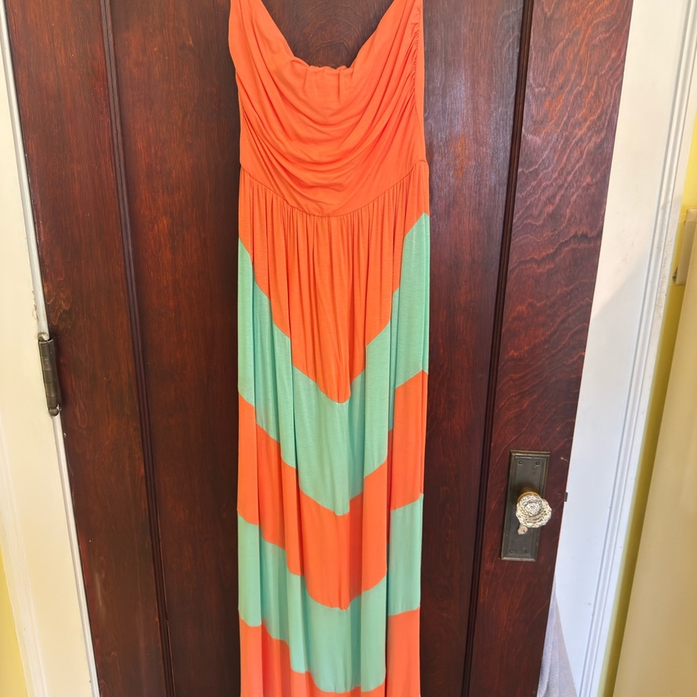 Orange and Green Maxi Dress